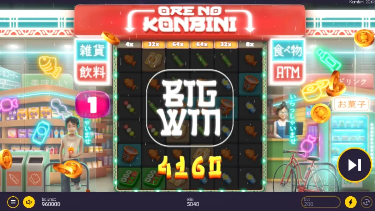 Pemandangan neon toko konbini Jepang dalam slot Ore No Konbini